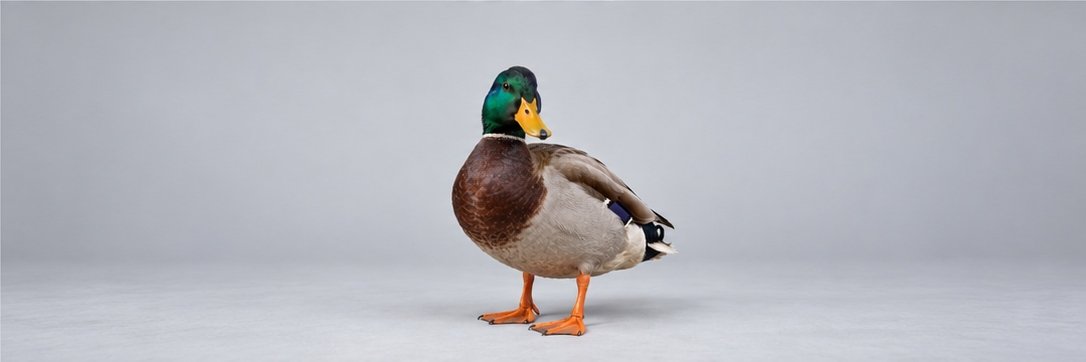 Mallard duck with a green head and yellow beak